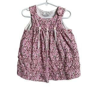Rare, Too! Corduroy Cotton Floral Sleeveless Jumper Dress Sz 18m Baby Girl